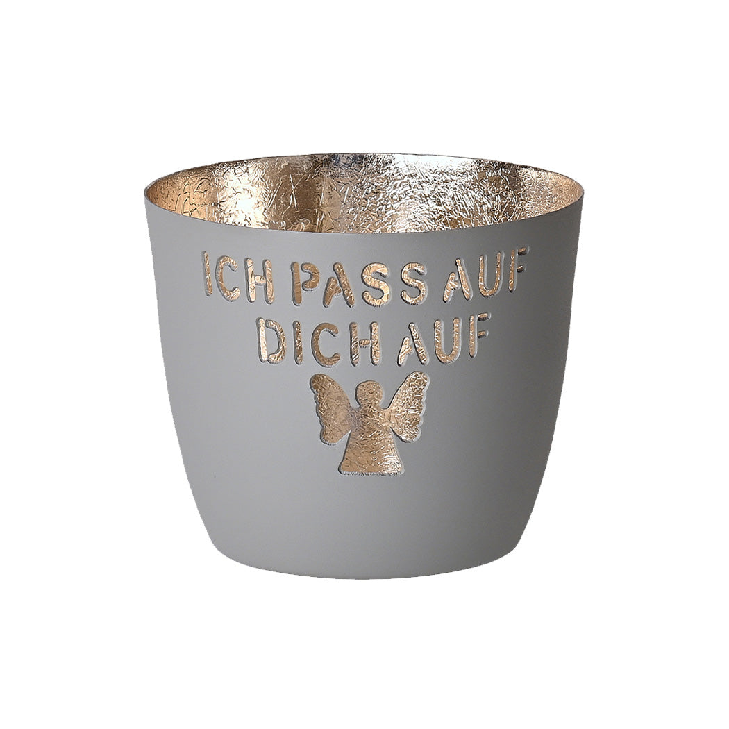 Windlicht "Madras - Ich passe auf Dich auf" - M (Flannel/Gold)