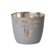 Windlicht "Madras - Ich passe auf Dich auf" - M (Flannel/Gold)