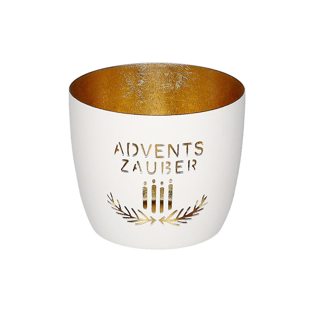 Windlicht "Madras - Adventszauber" - M (Weiß/Gold)