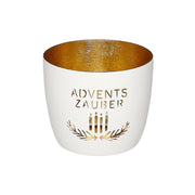Windlicht "Madras - Adventszauber" - M (Weiß/Gold)