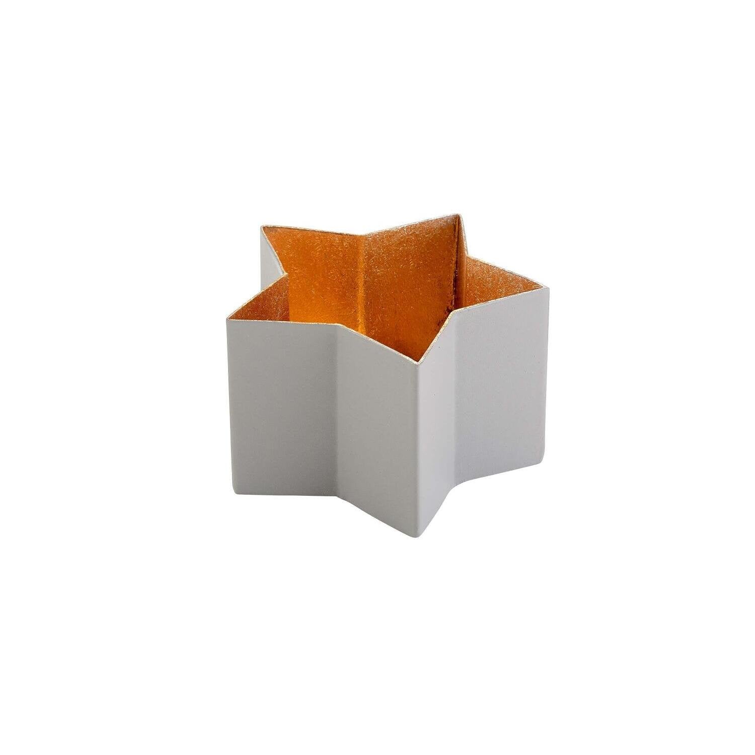 Windlicht Stern "Madras" - M (Grau/Nudegold)