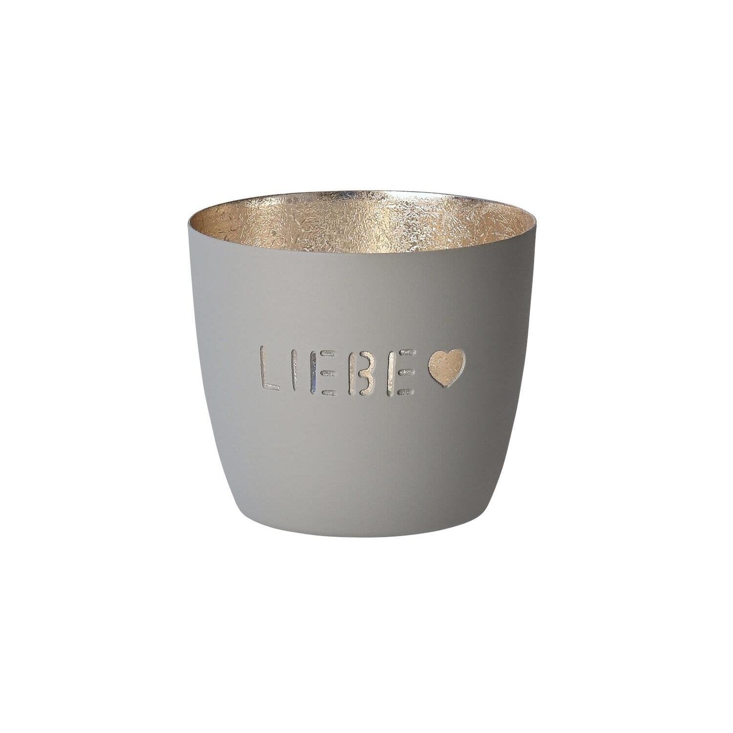Windlicht "Madras - Liebe" - M (Flannel/Gold)