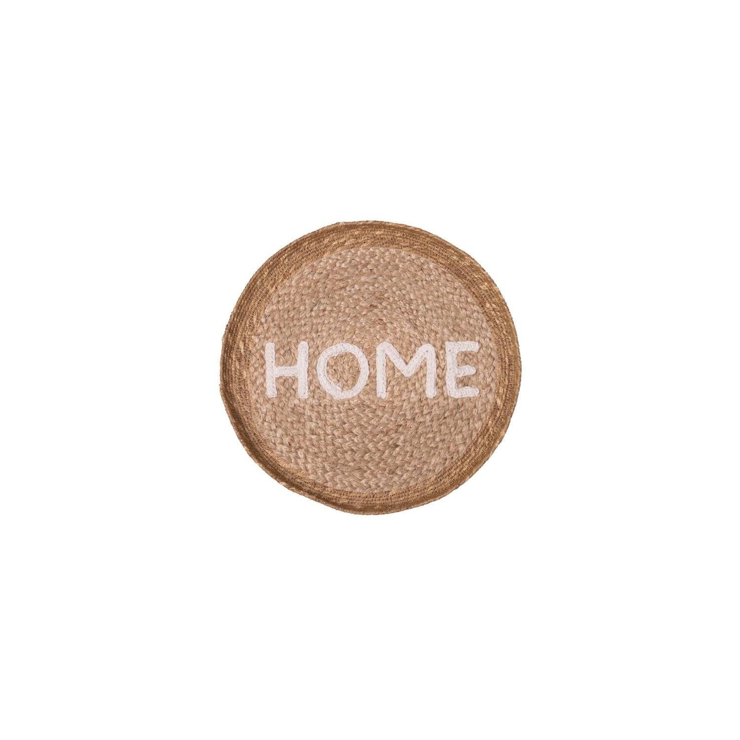 Jute-Kreisdeko mit Aufschrift „HOME“ aus Naturfaser