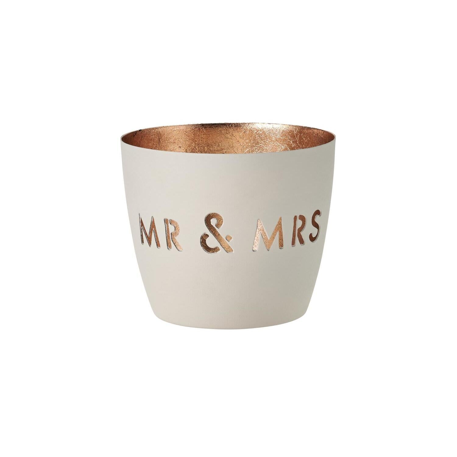 Windlicht "Madras - Mr & Mrs" - M (Weiß/Gold)