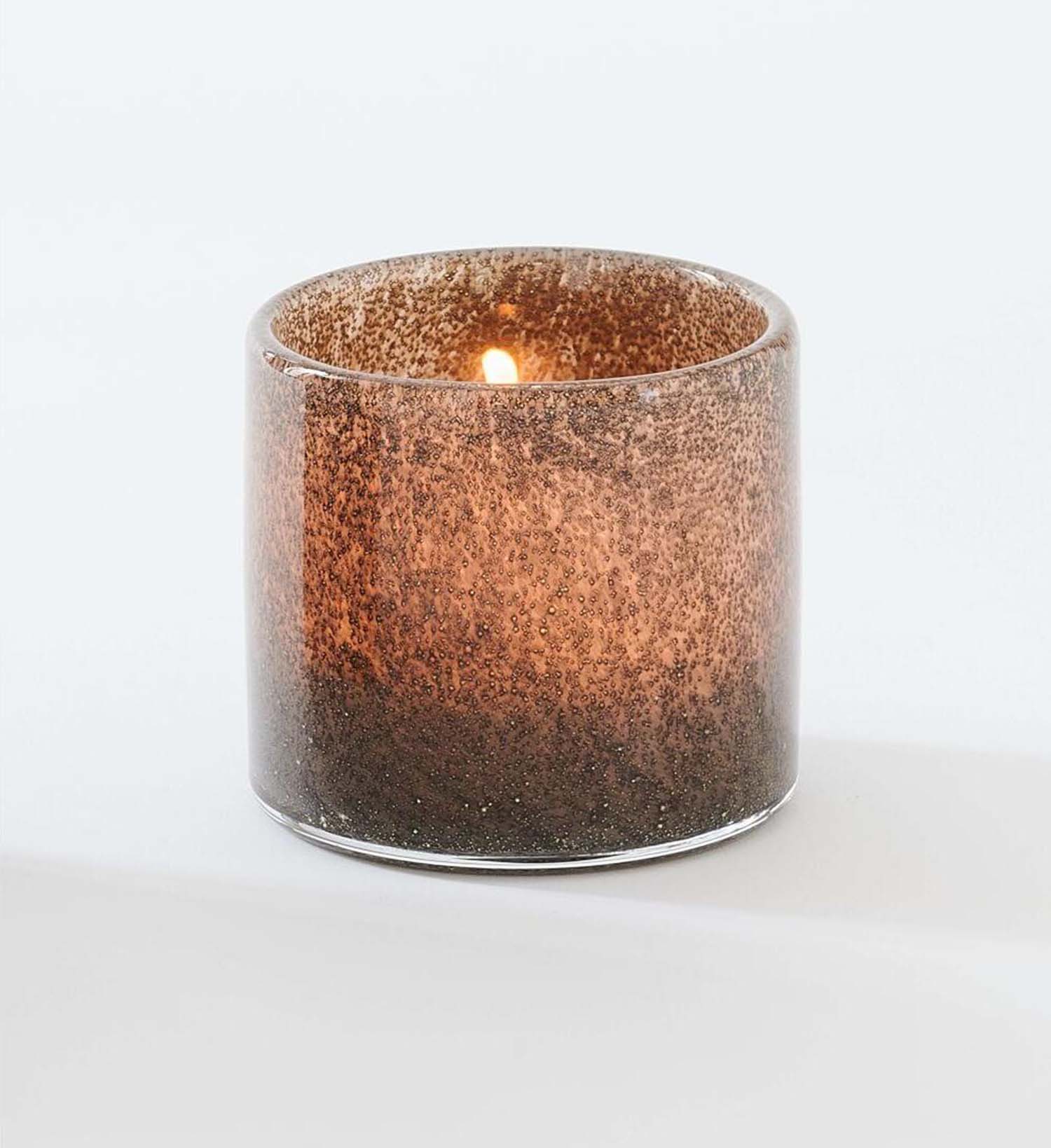 Windlicht "Linen - Glitzer Bubbles" - 8 cm (Taupe)
