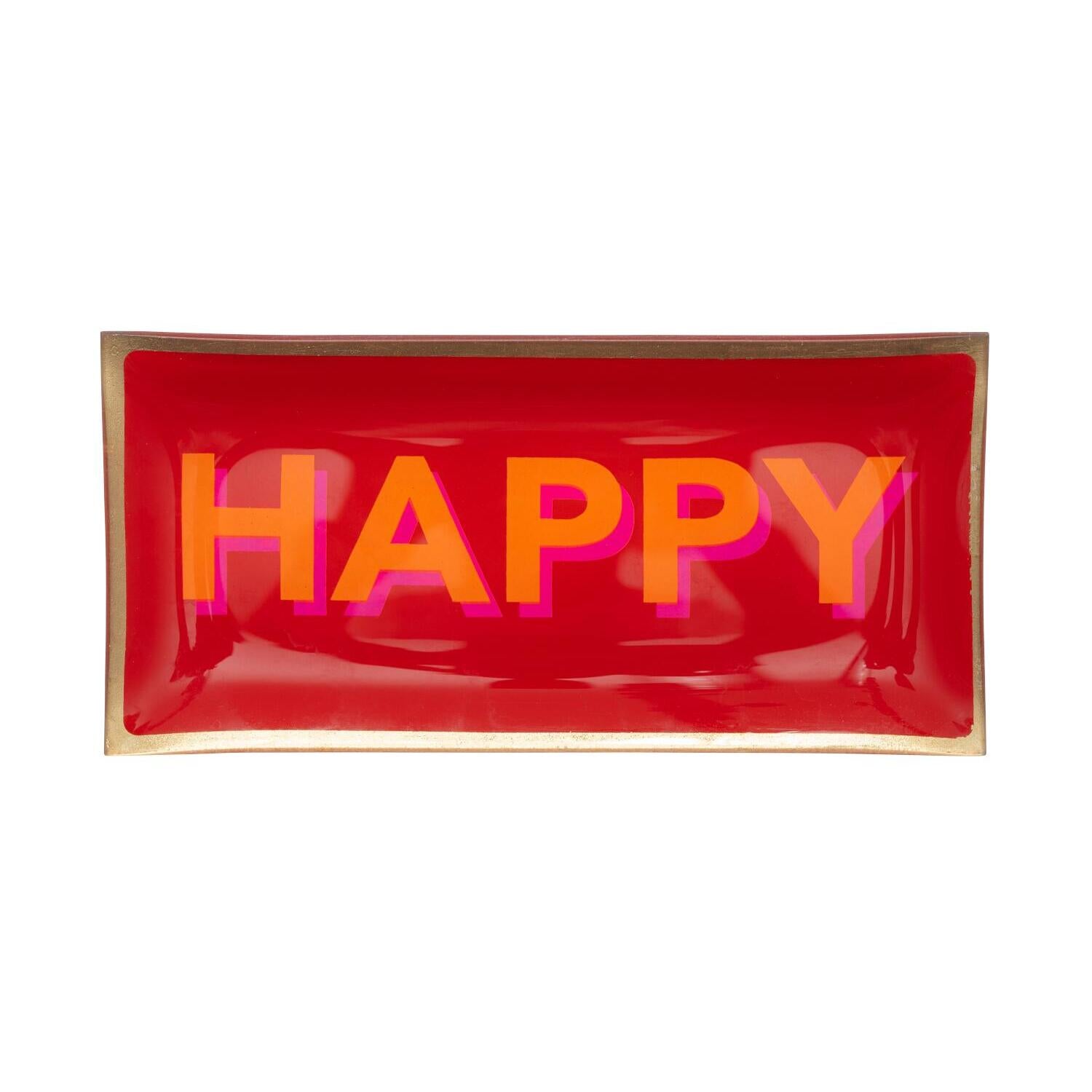 Glasteller "Love Plates - Happy" - L (Rot)