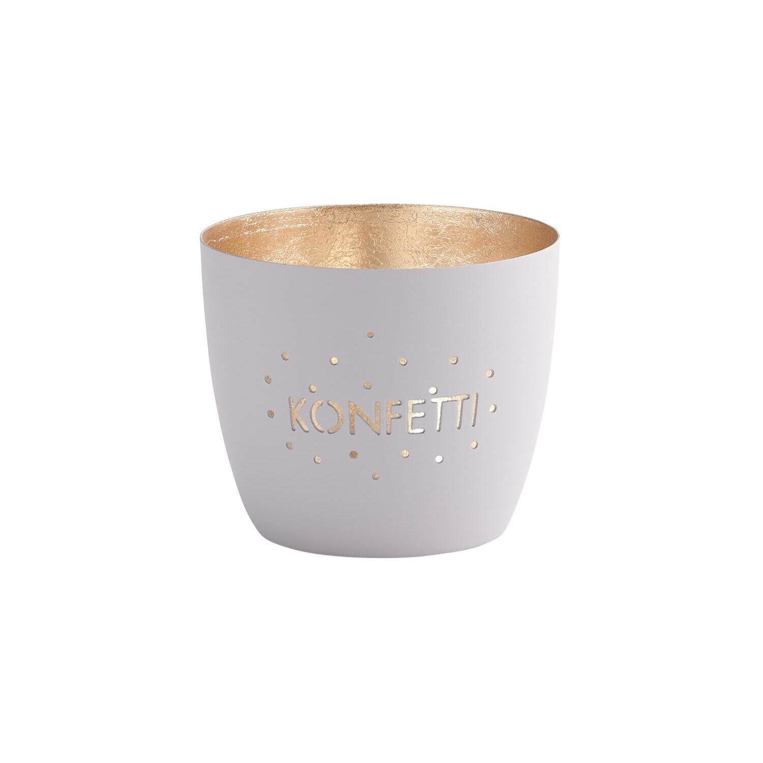 Windlicht "Konfetti" - M (Pastellflieder/Gold)