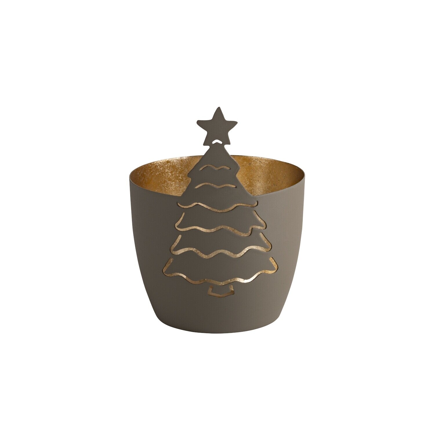 Windlicht "Madras - Tannenbaum" - M (Grau/Gold)