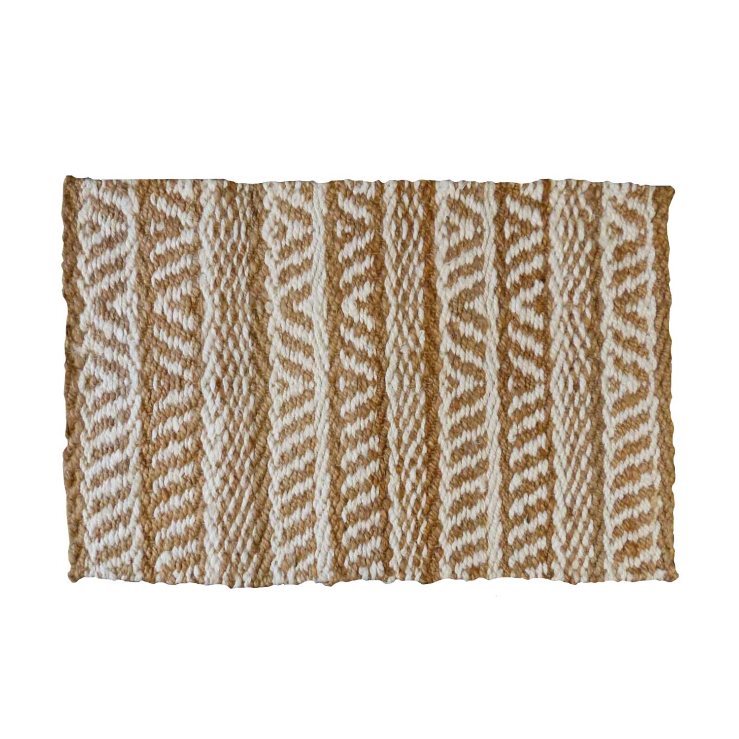 Gestreifter Jute-Teppich 90x60 cm in Natur und Weiß