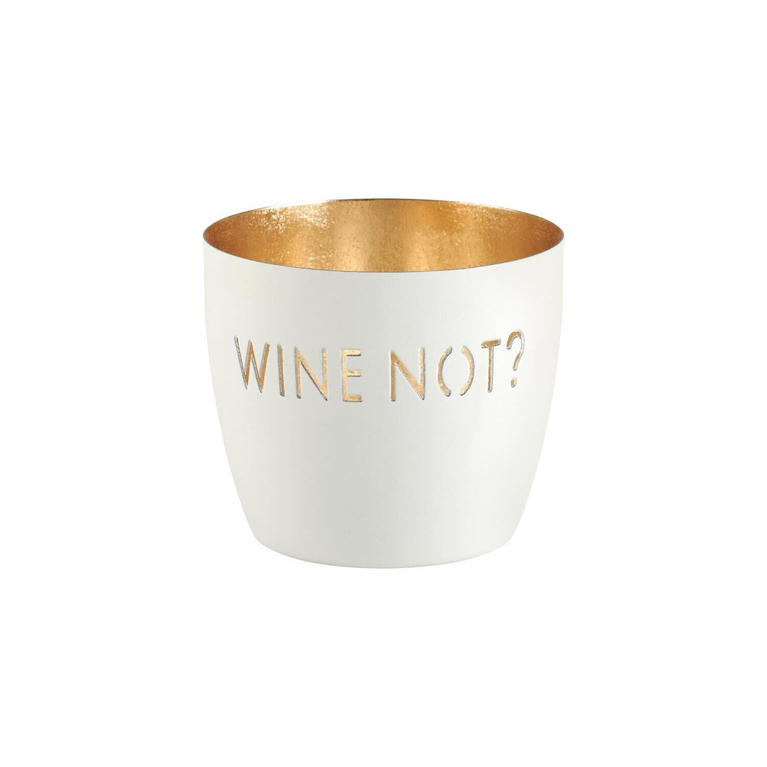 Windlicht "Madras - Wine not?" - M (Weiß/Gold)