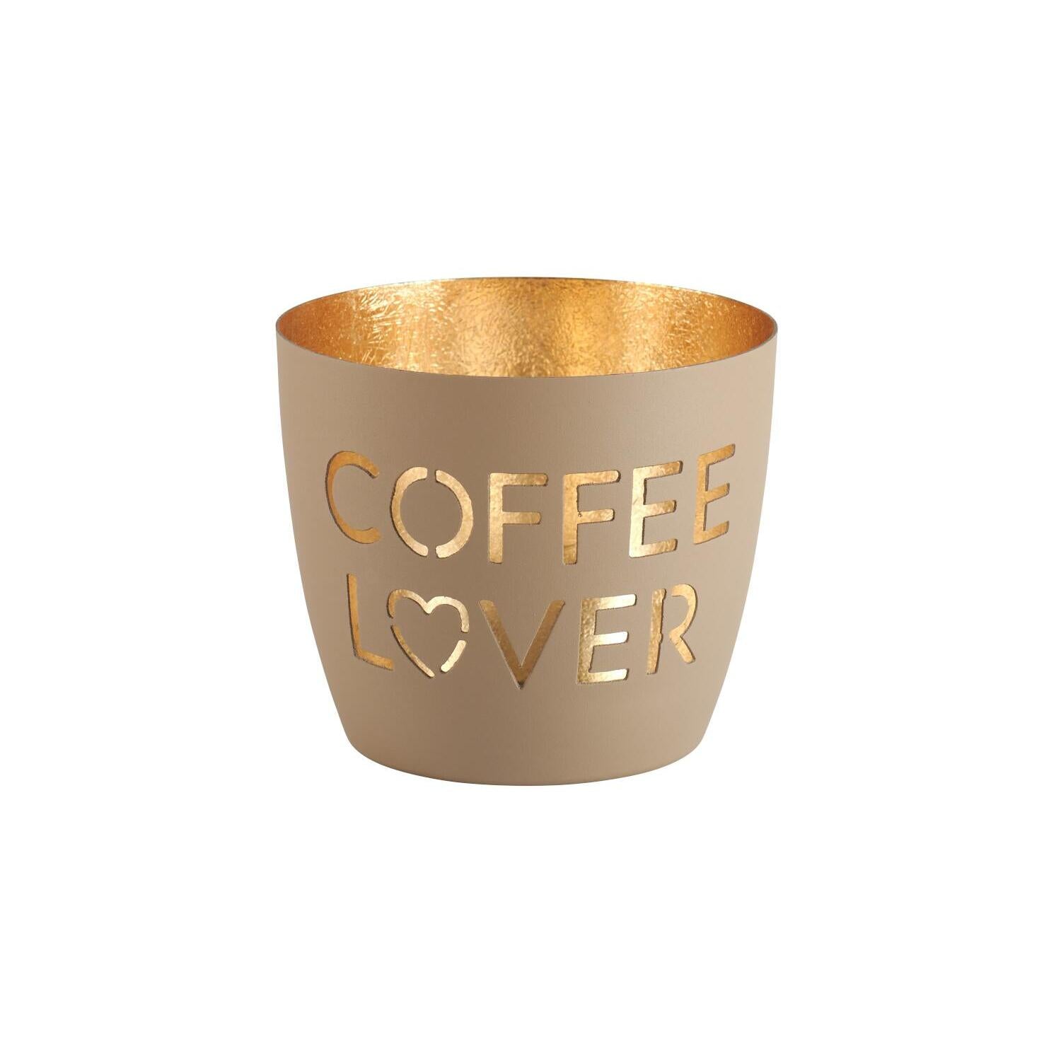 Windlicht "Madras - Coffee lover" - M (Sandstein/Gold)