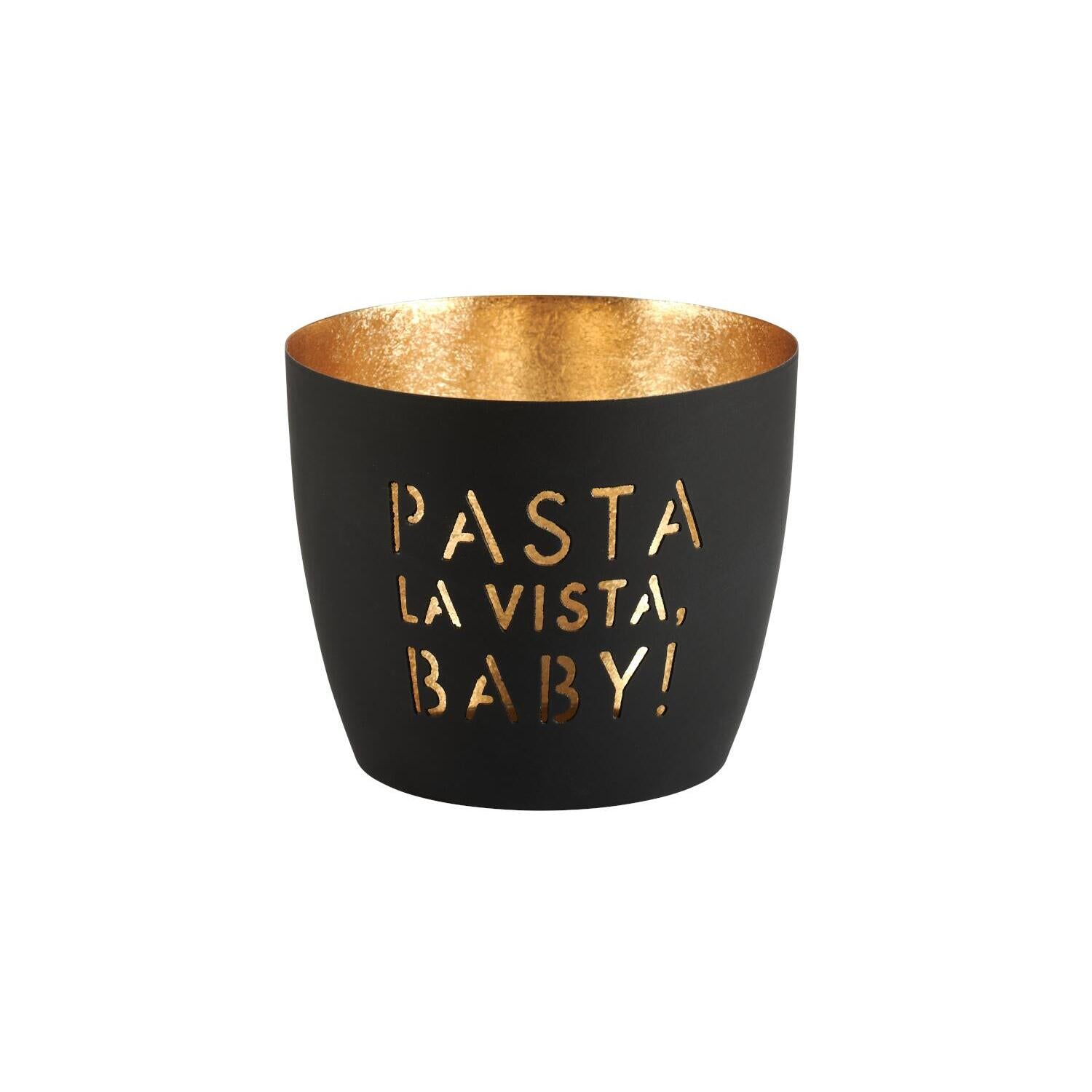 Windlicht "Madras - Pasta la vista baby!" - M (Schwarz/Gold)