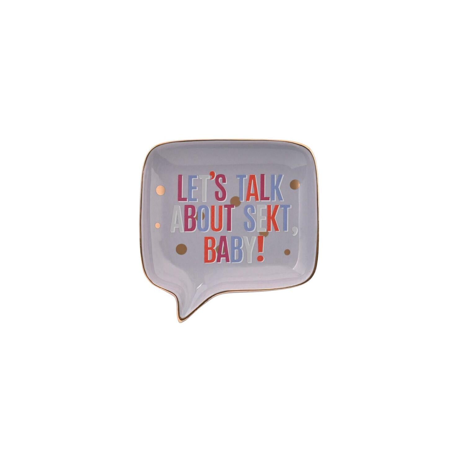 Deko-Teller "Love Plates - Let's talk about Sekt Baby!" - 11,2x11,5 cm (Flieder)
