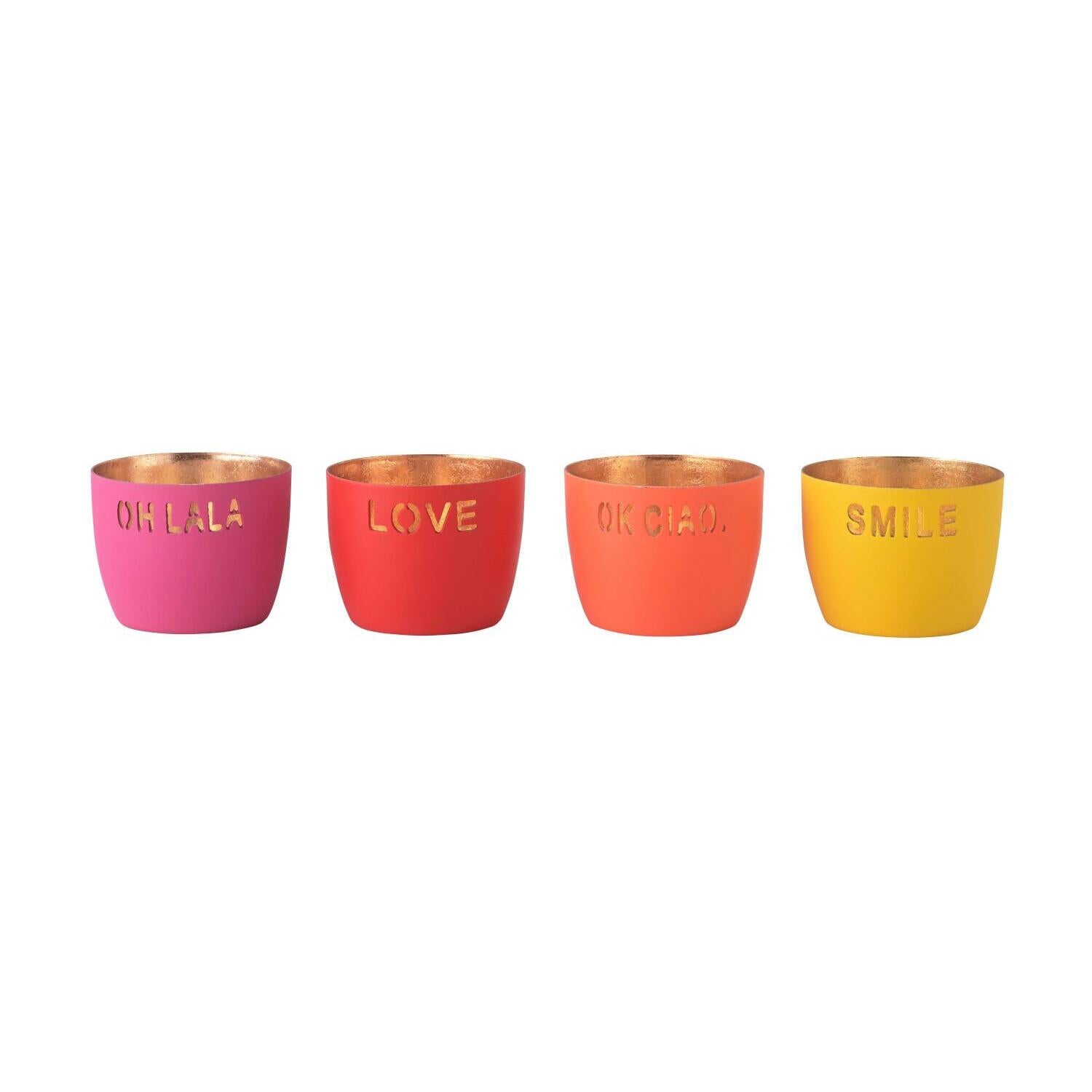Windlicht "Madras" im 4er-Set - XS (Neon Gelb/Orange/Purple/Rot)