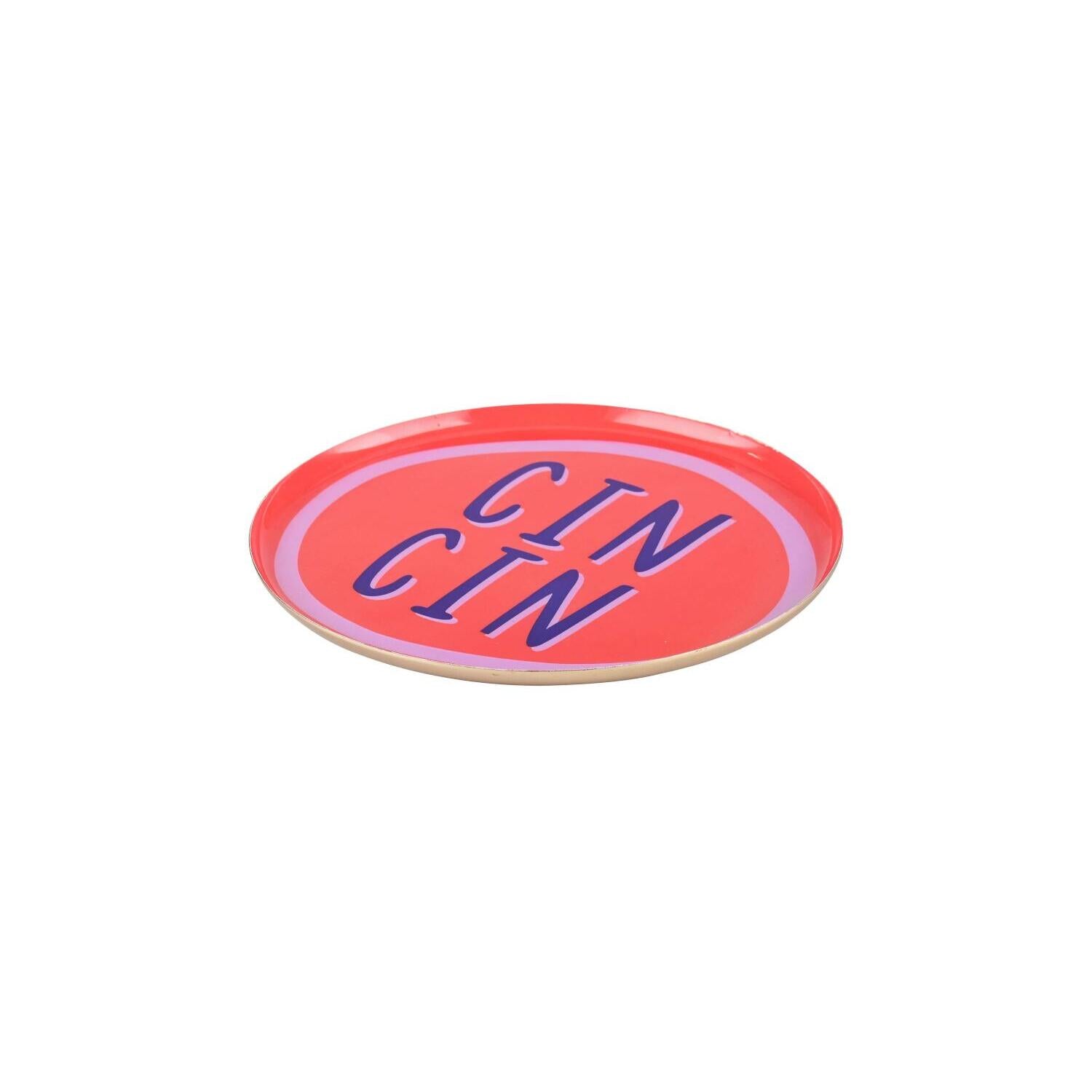 Dekotablett "Love Trays - Cin Cin" - 17,7x17,7 cm (Neon Rot)
