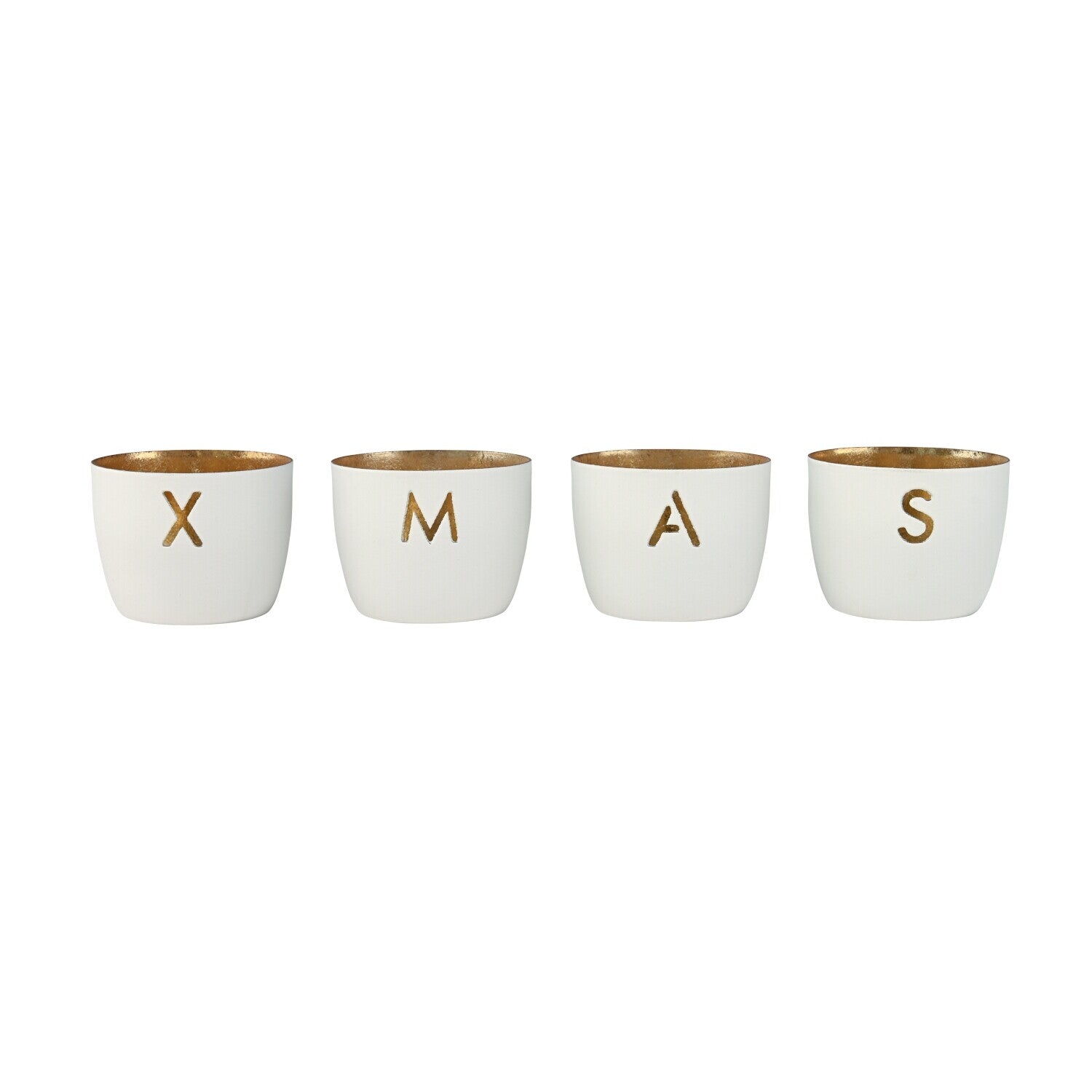 Windlicht "Madras mit Motiv Xmas" im 4er-Set - XS (Weiß)