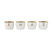 Windlicht "Madras mit Motiv Xmas" im 4er-Set - XS (Weiß)