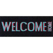 Fußmatte "Welcome home" - 30x75 cm (Schwarz/Türkis/Pink)