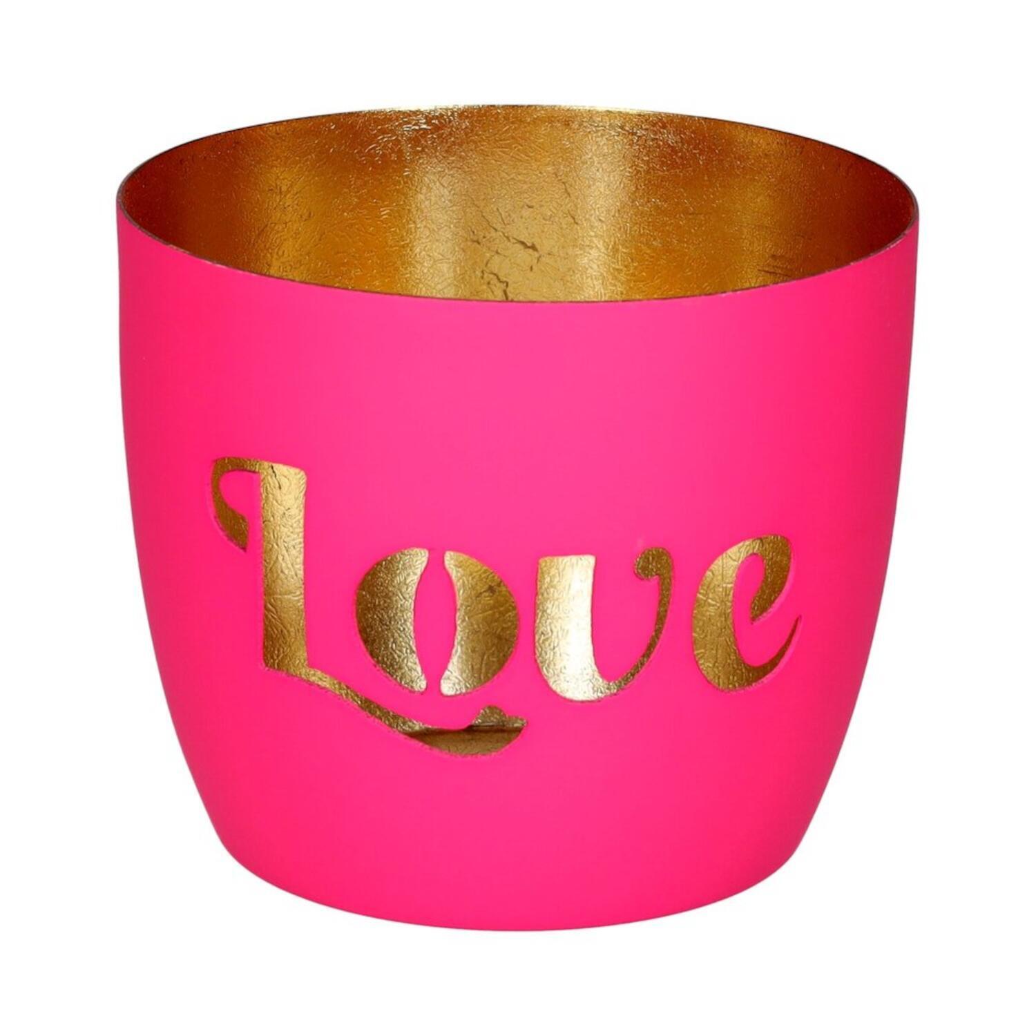 Windlicht "Madras - Love" - M (Pink/Gold)