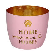 Windlicht "Madras - Home sweet home" - M (Rosa/Gold)