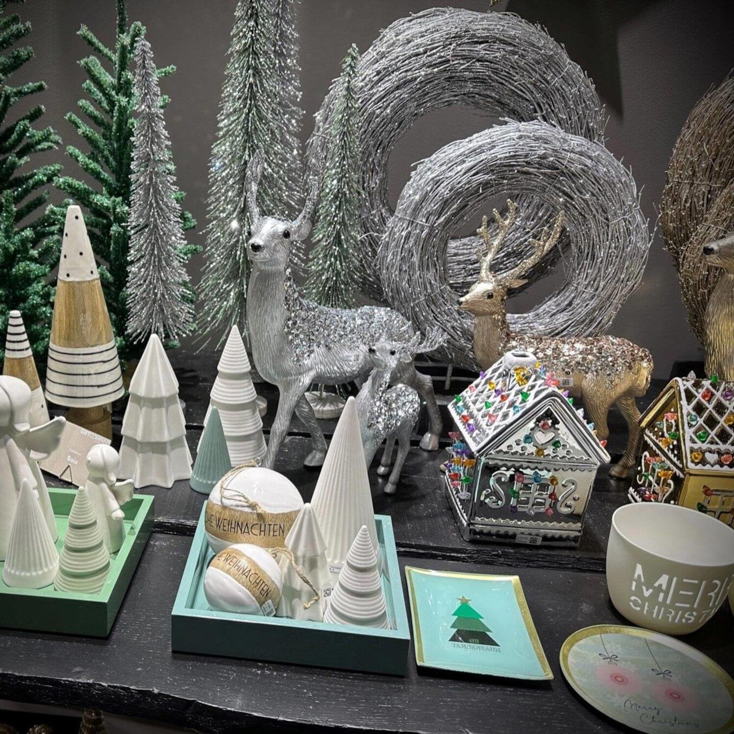 Deko-Weihnachtsbaum mit Glitzer "Seoul" -  16x70x16 cm (Grün)