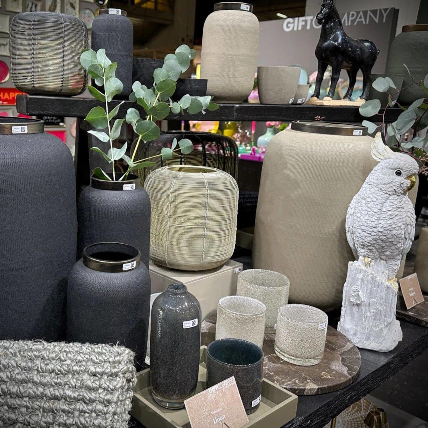 Vase mit Metallring "Saigon" - S (Schwarz)