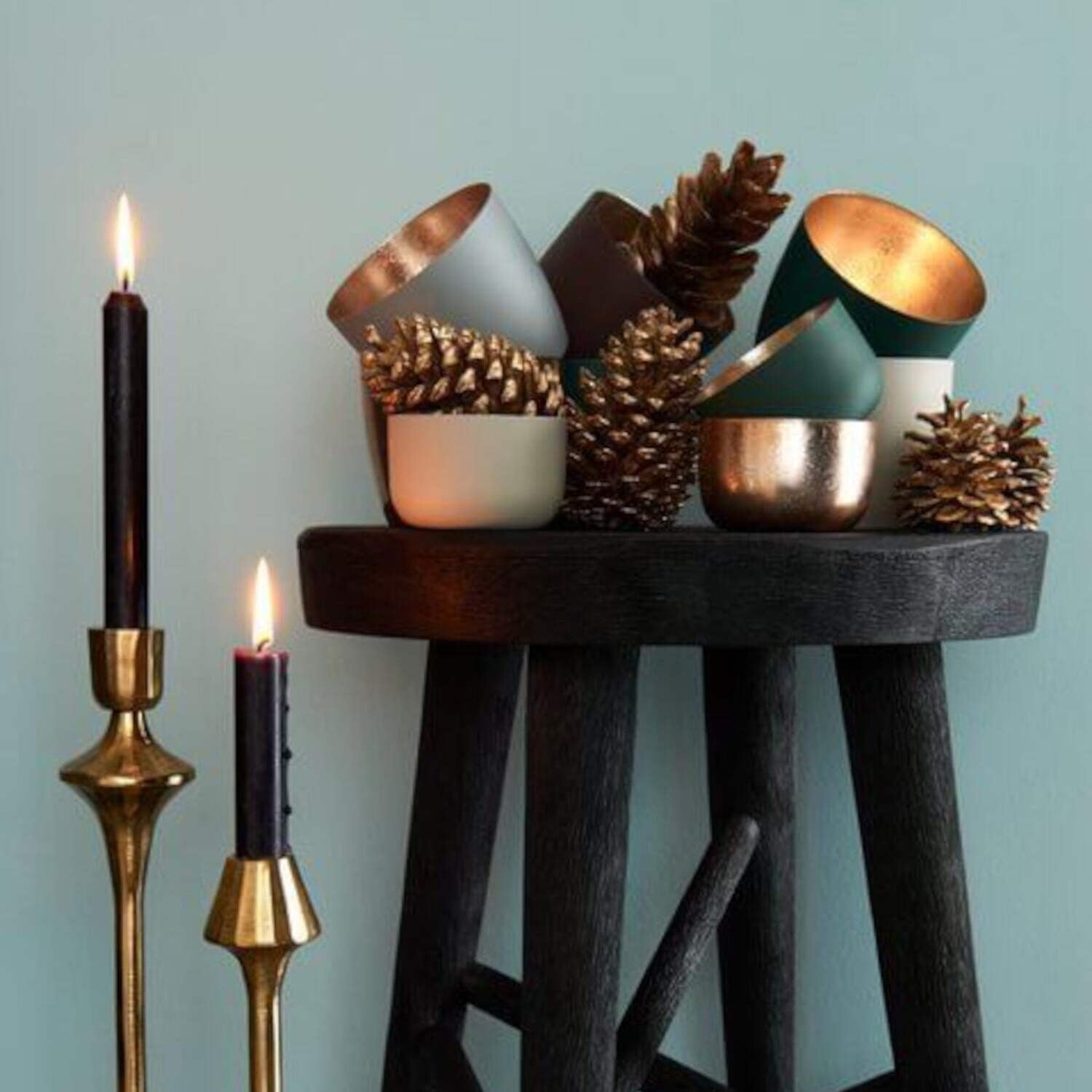 Windlicht "Madras" - M (Cool Grey/Nudegold)