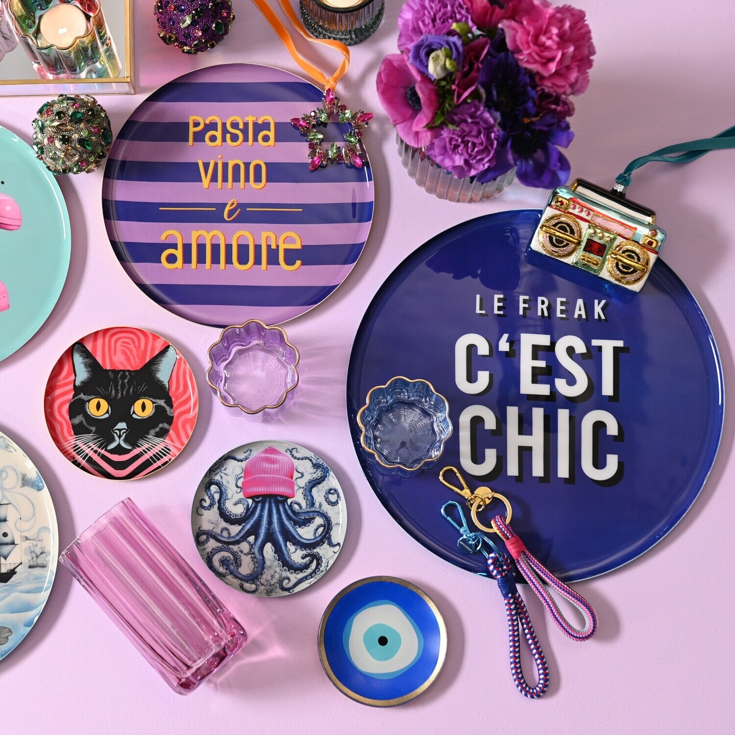 Dekotablett "Love Trays - Le freak c'est chic" - L (Dunkelblau)