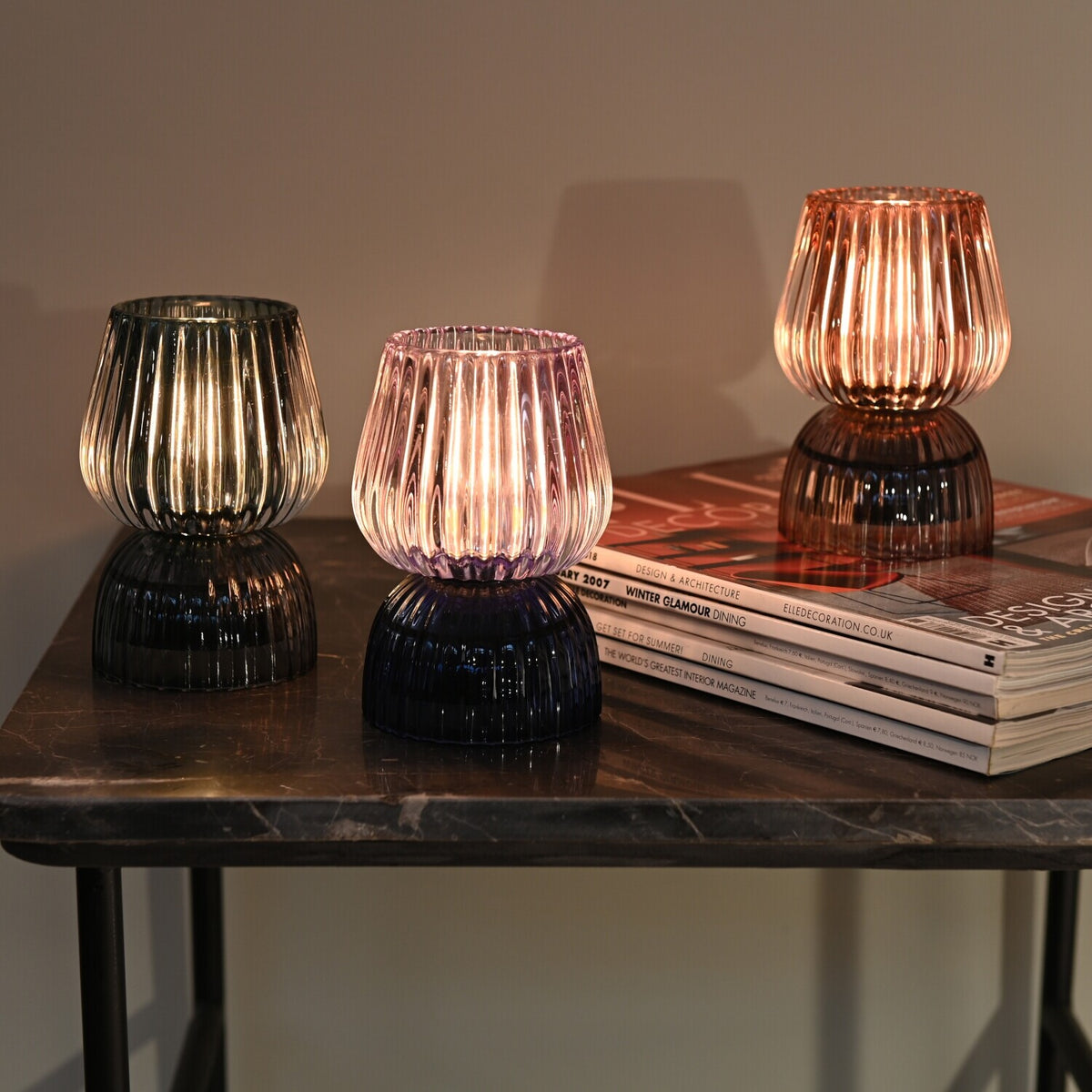 Lampe "Jacquard" - 8,5x13x8,5 cm (Grau)