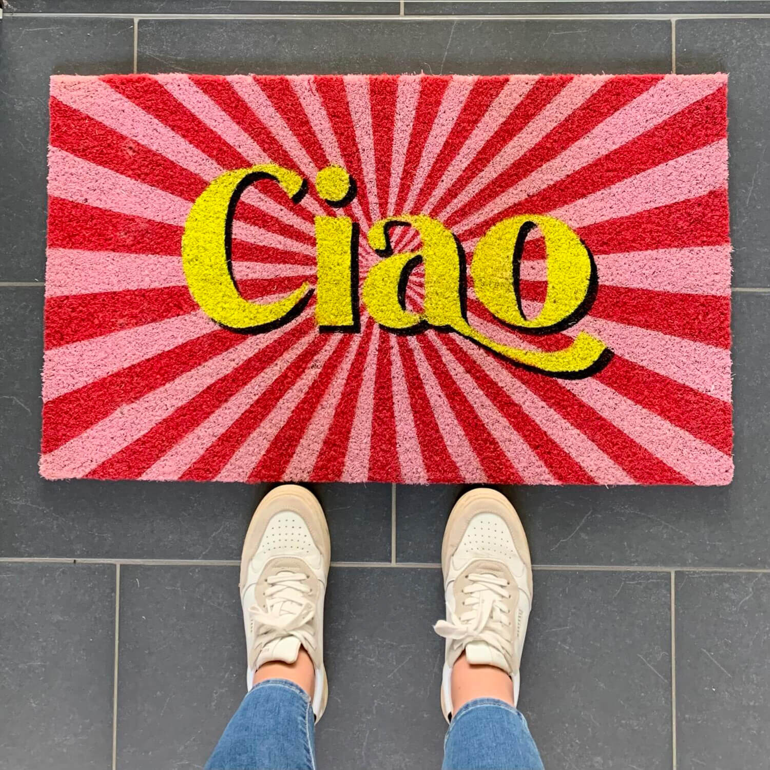 Fußmatte "Ciao" - 45x75 cm (Rosa/Pink/Gelb)