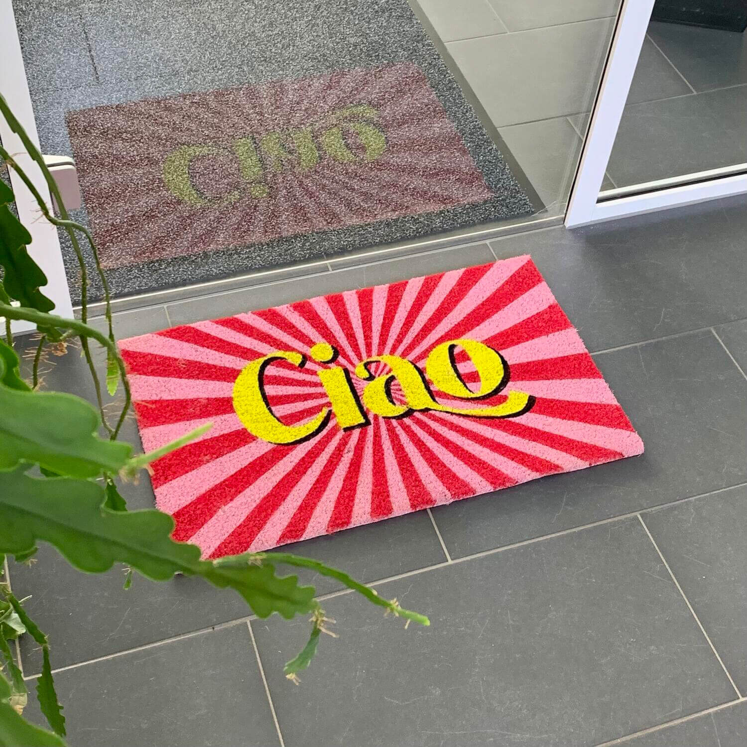 Fußmatte "Ciao" - 45x75 cm (Rosa/Pink/Gelb)