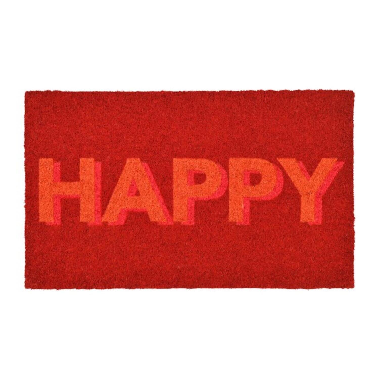 Fußmatte "Happy - Neon" - 45x75 cm (Rot)