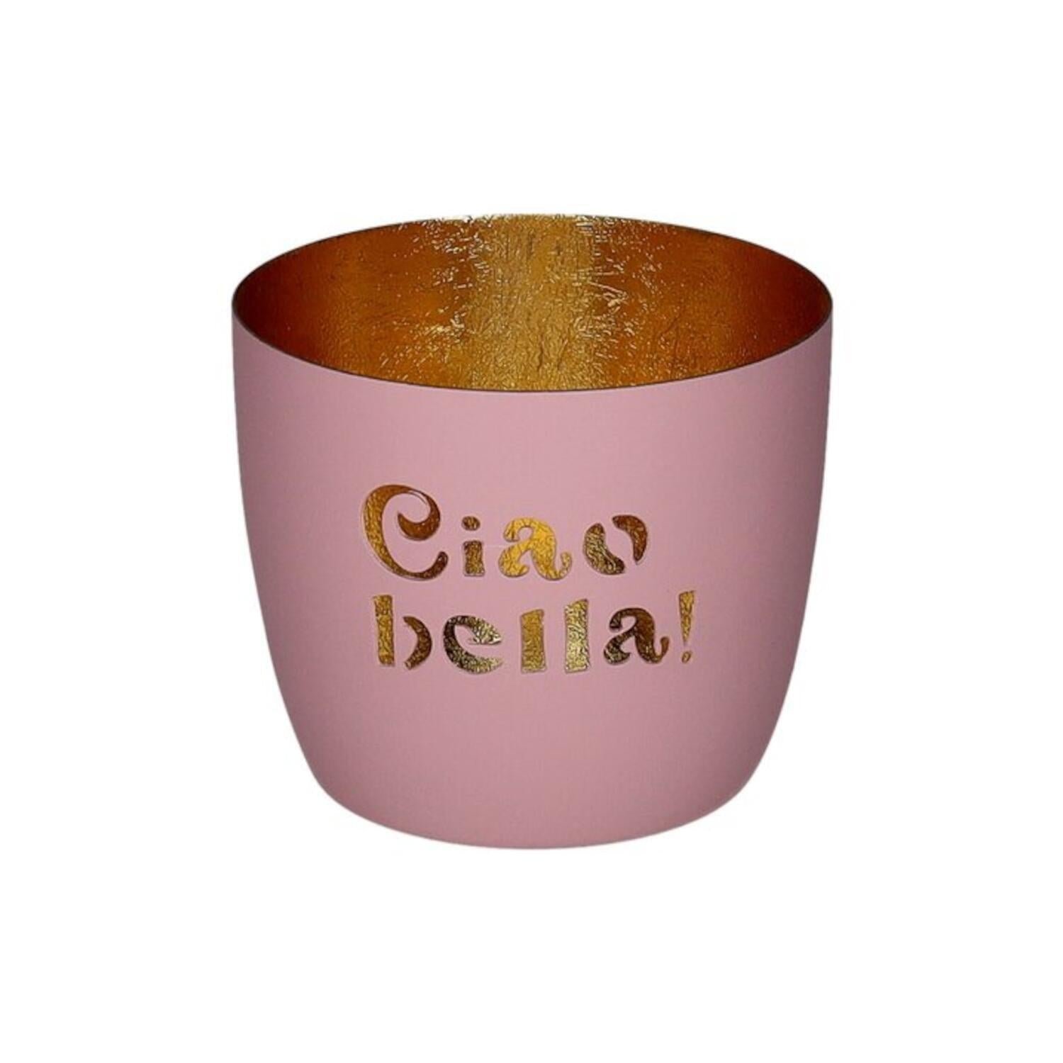 Windlicht "Madras - Cioa Bella!" - 8,5x10 cm (Rosa/Gold)