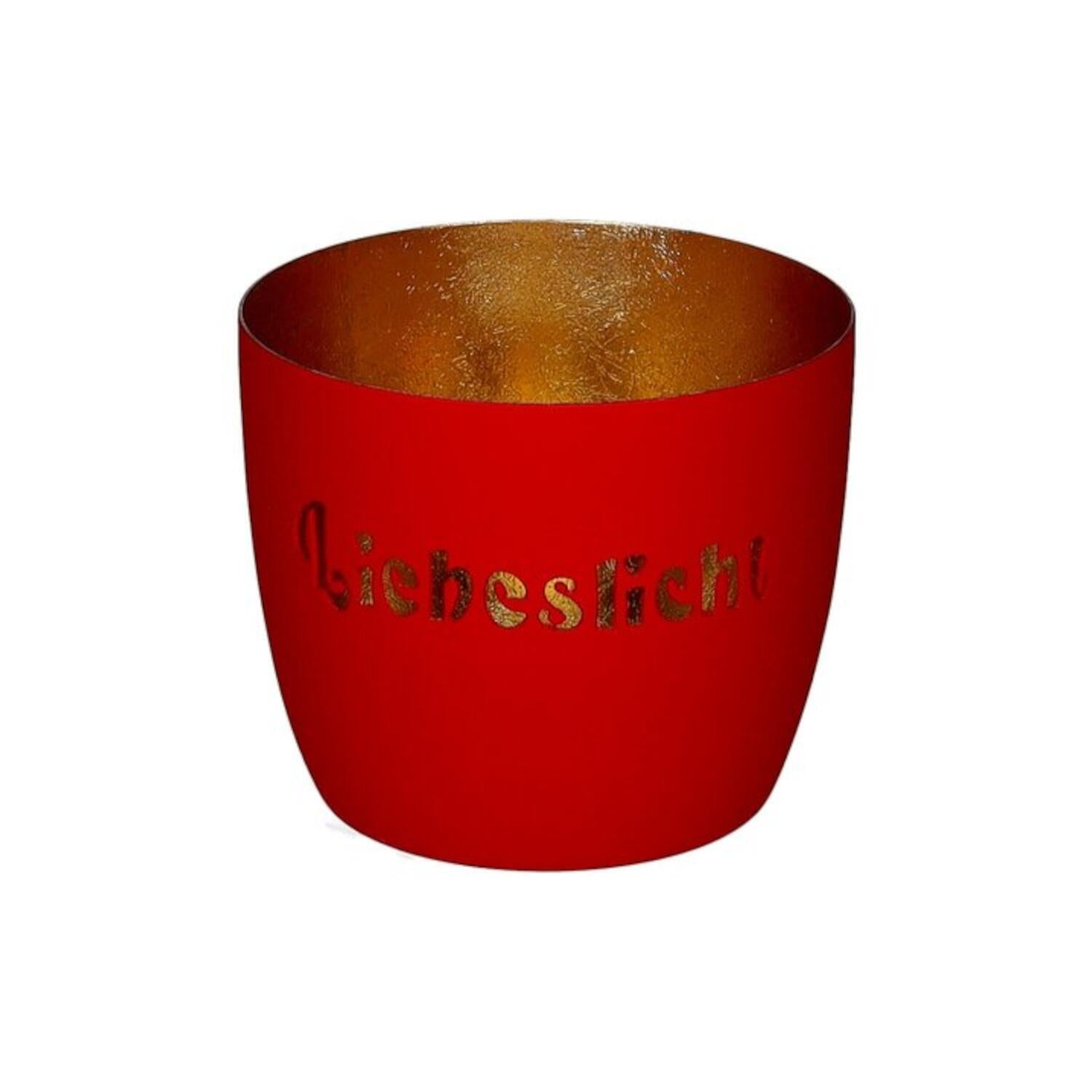 Windlicht "Madras - Liebeslicht" - 8,5x10 cm (Rot/Gold)