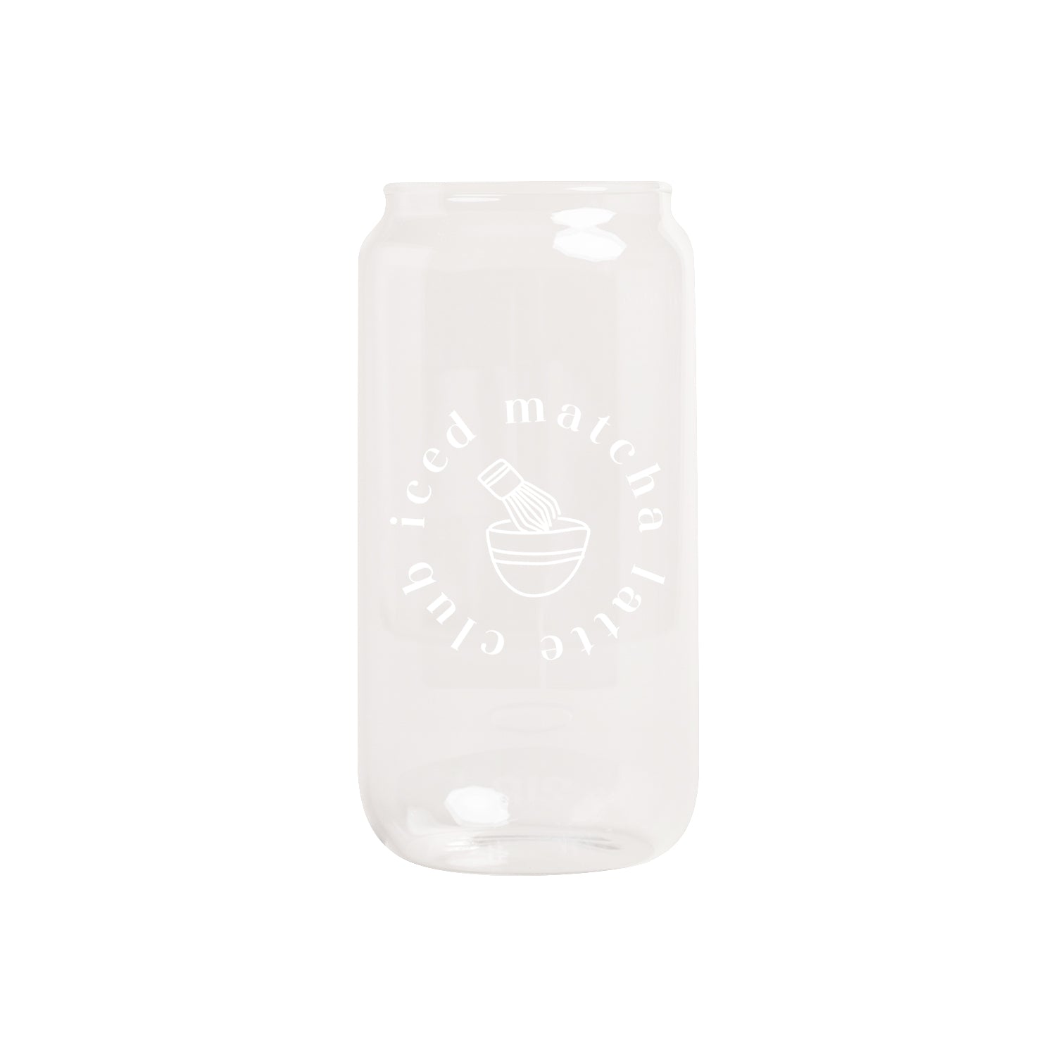 Hohes Trinkglas mit gelaserter Aufschrift, geriffelte Flasche-Optik, milchig transparent