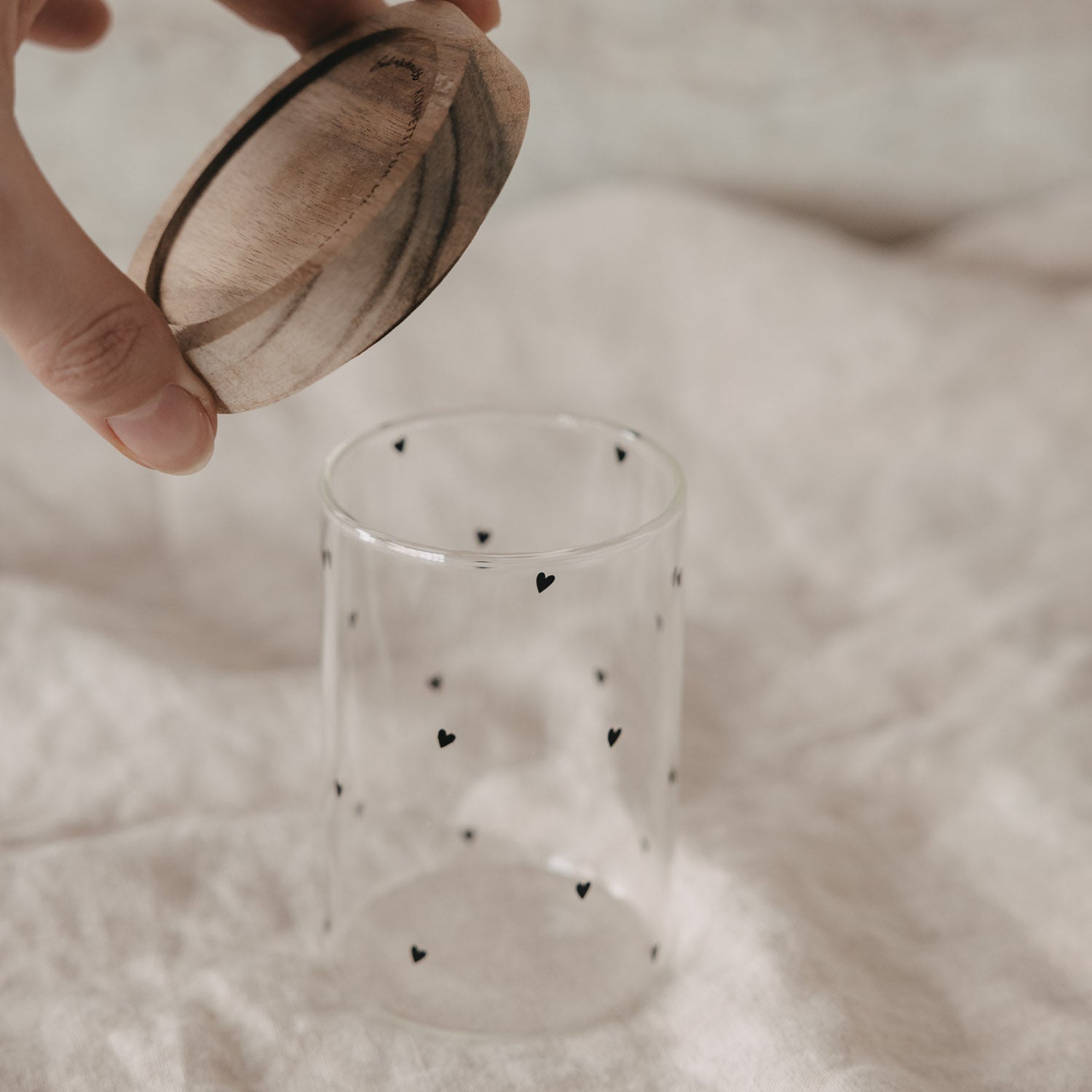 Mini Vorratsglas "Herzen" (Schwarz)