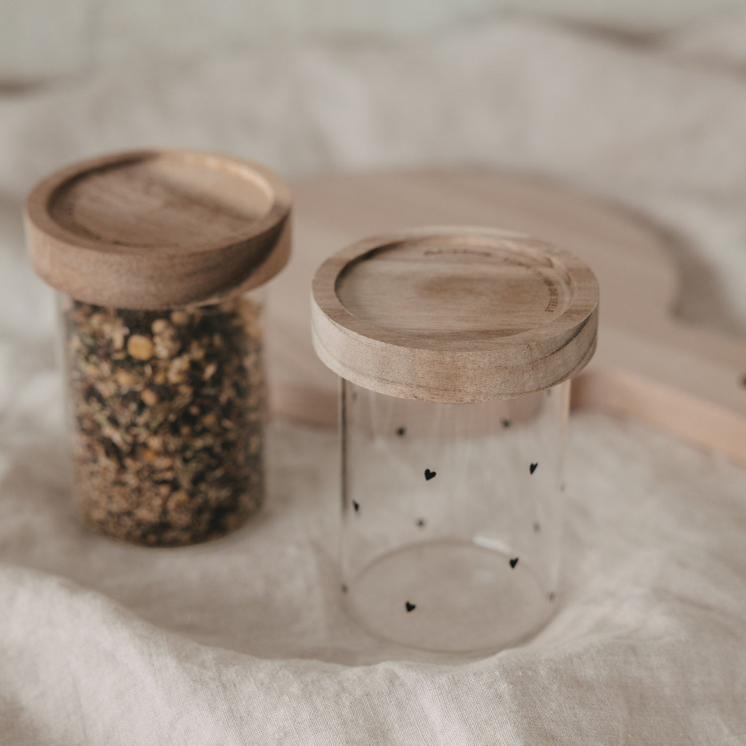 Mini Vorratsglas "Herzen" (Schwarz)