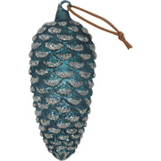 Deko-Tannenzapfen mit Glitzer "Xmas" - 20 cm (Grün)