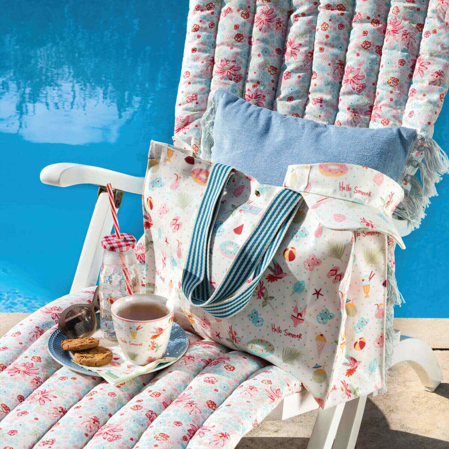 Samt-Kissenbezug mit Fransen - 45 x 45 cm (Pale Blue) GreenGate