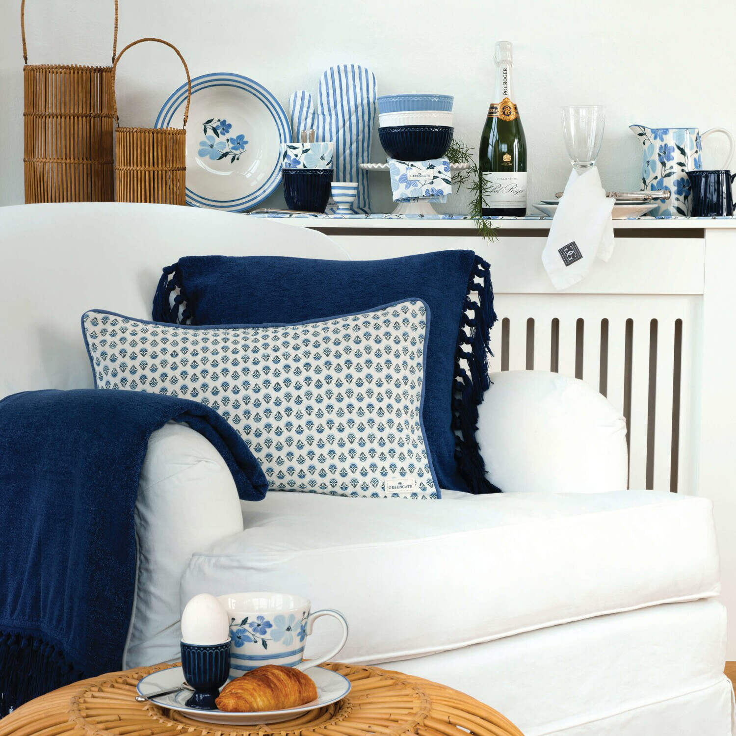 Decke mit Fransen - 180 x 130 cm (Navy Blue) GreenGate