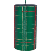 Stumpenkerze - 9 cm (Grün-kariert)