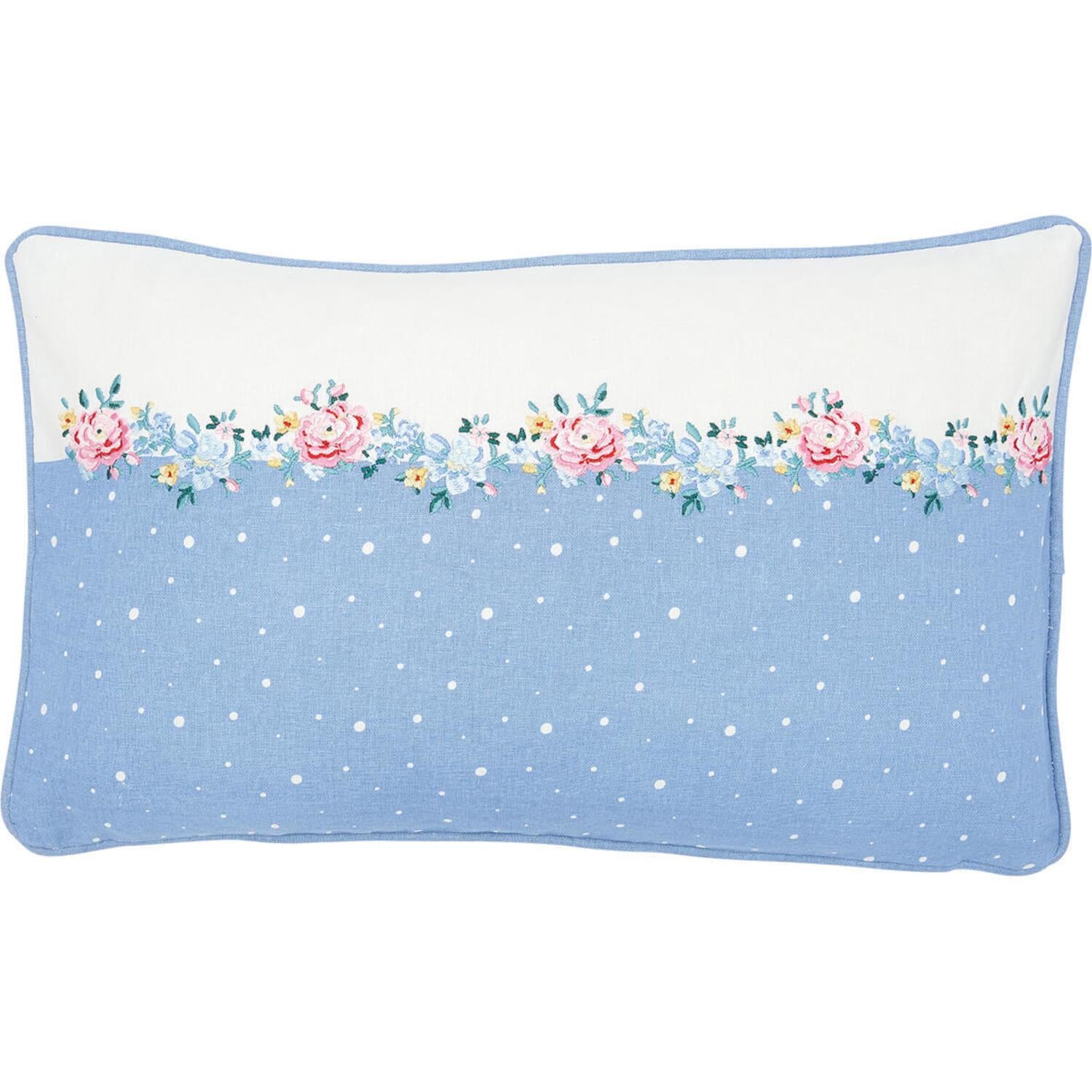Kissenhülle mit Stickerei "Laura" - 30x50 cm (Dusty Blue)