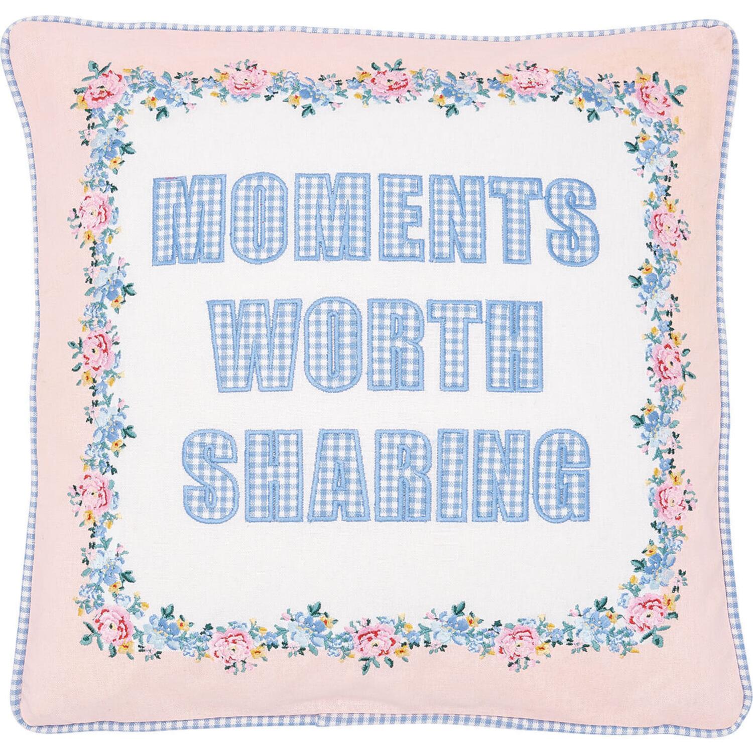 Kissenhülle mit Stickerei "Laura Moments" - 40x40 cm (Dusty Blue)