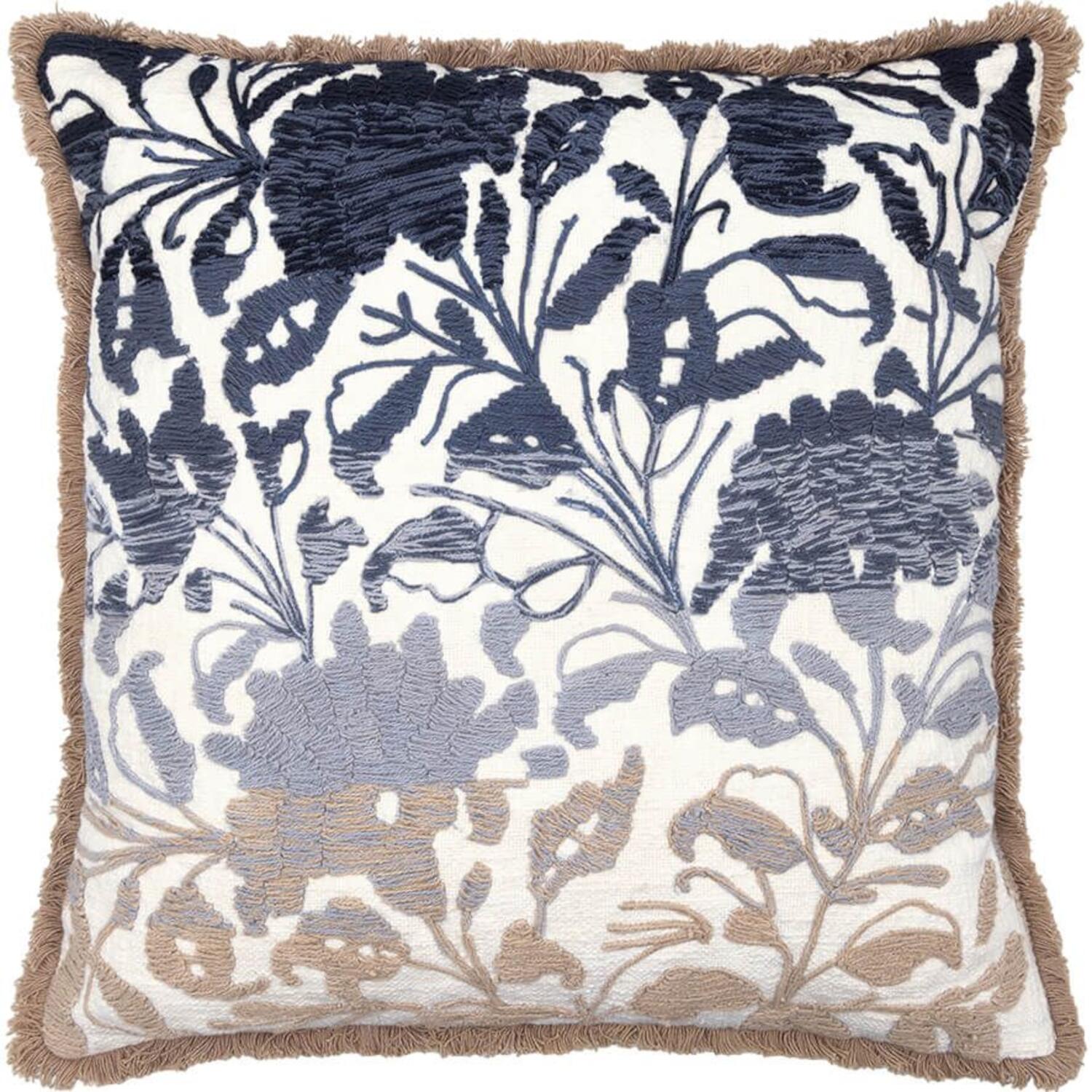 Baumwoll-Kissenbezug "Flower" - 45x45 cm (Blau)