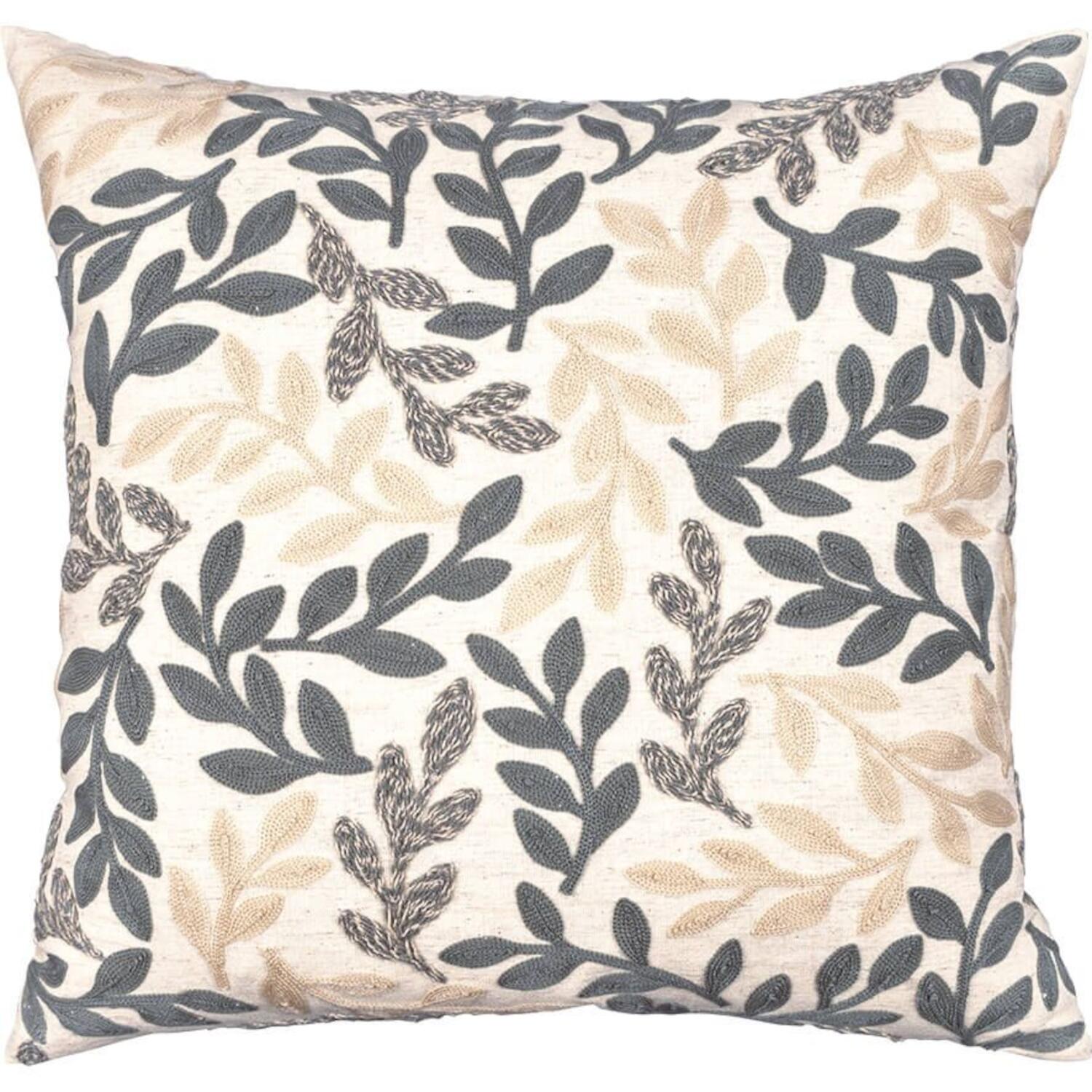 Baumwoll-Kissenbezug "Leaf" - 45x45 cm (Grau)