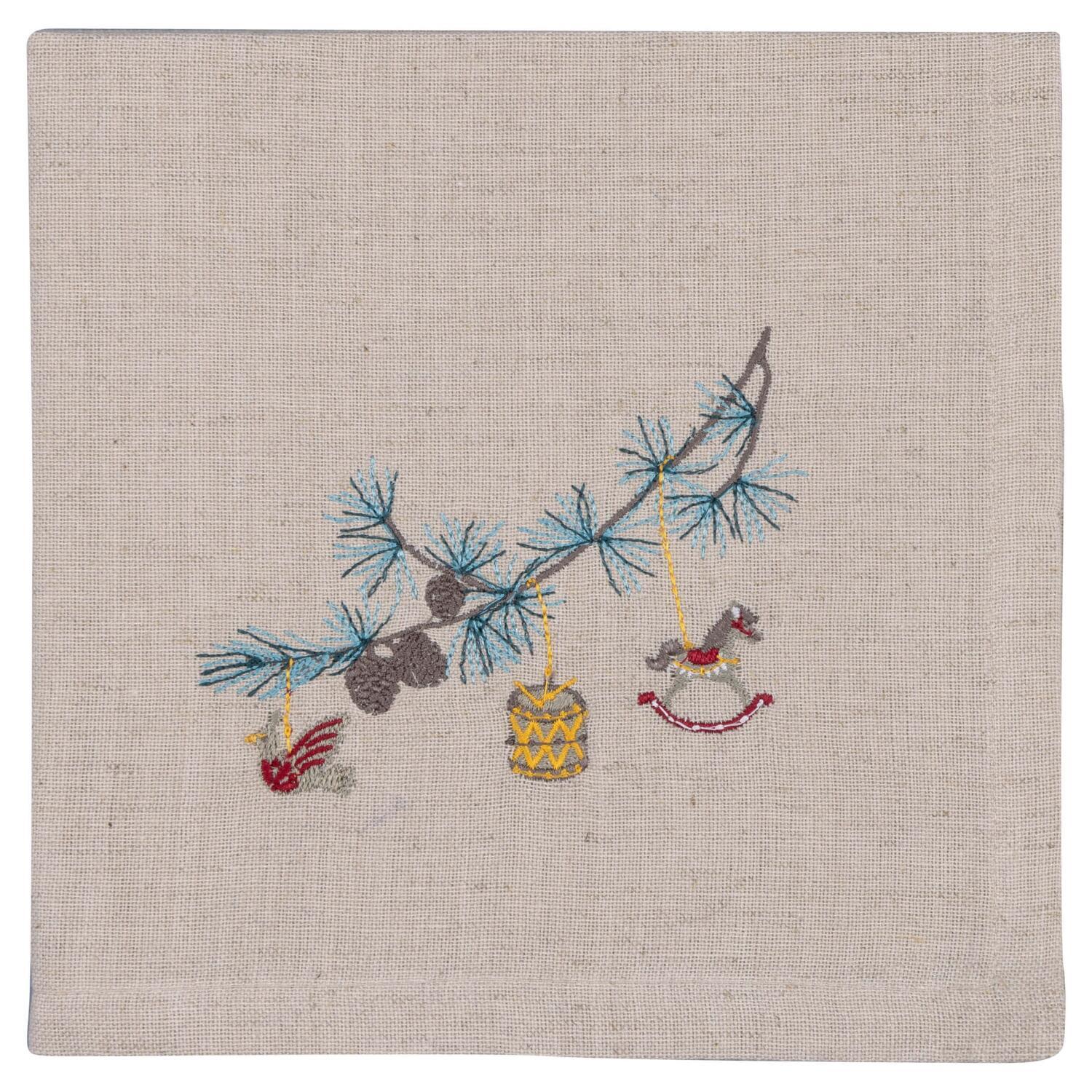 Stoffserviette "Xmas Branch" - 40x40 cm (Pale Grey)