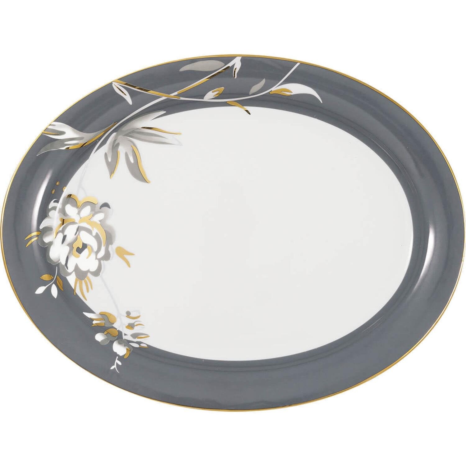 Servierplatte oval "Aslaug" (Dunkelgrau)