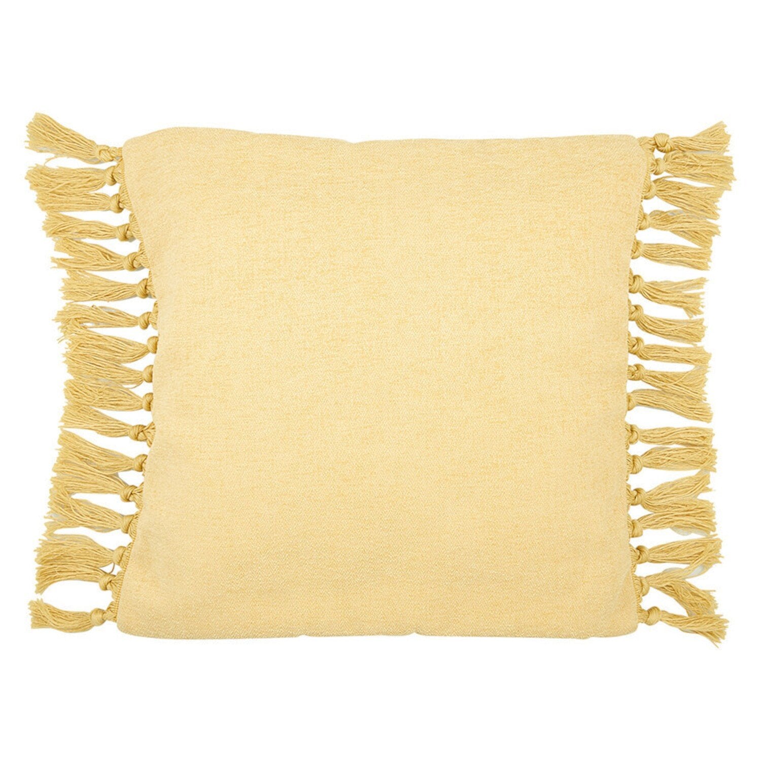 Samt-Kissenbezug mit Fransen - 45 x 45 cm (Mustard)