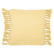 Samt-Kissenbezug mit Fransen - 45 x 45 cm (Mustard)