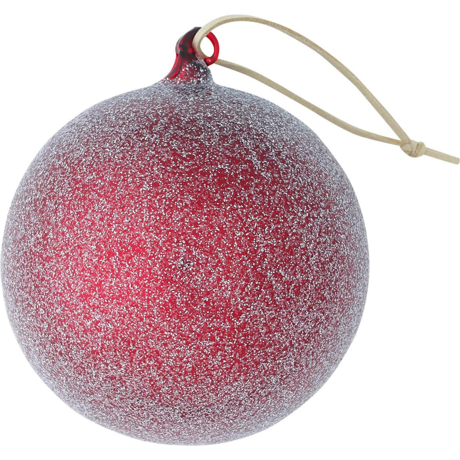 Weihnachtskugel mit Glitzer "Winter" - Groß (Rot)